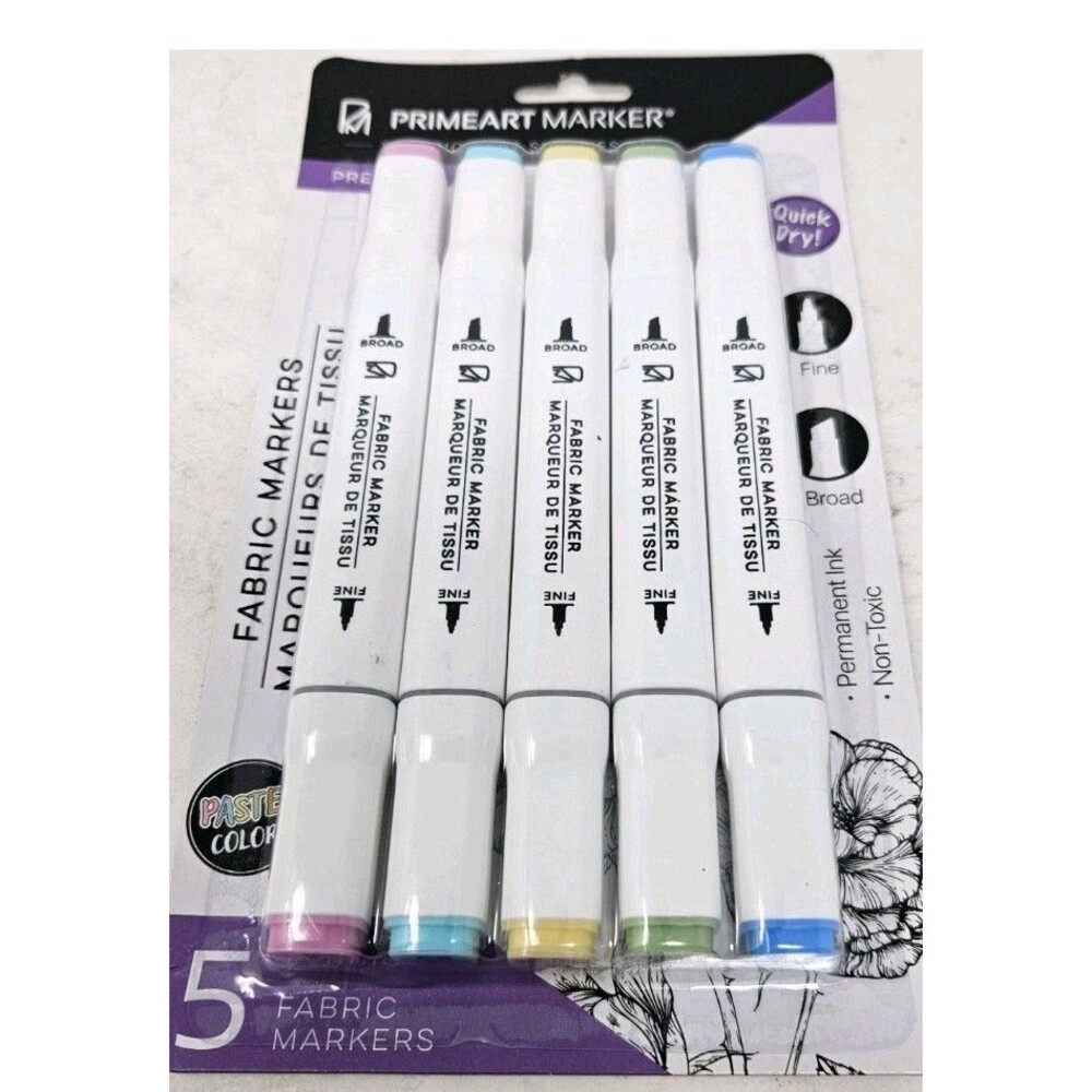 Primeart Marker Fabric Markers Fine Broad Tips Pink Turquoise Yellow Green Blue